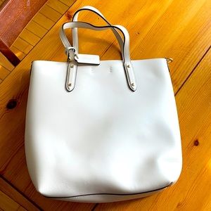 White leather coach bag
